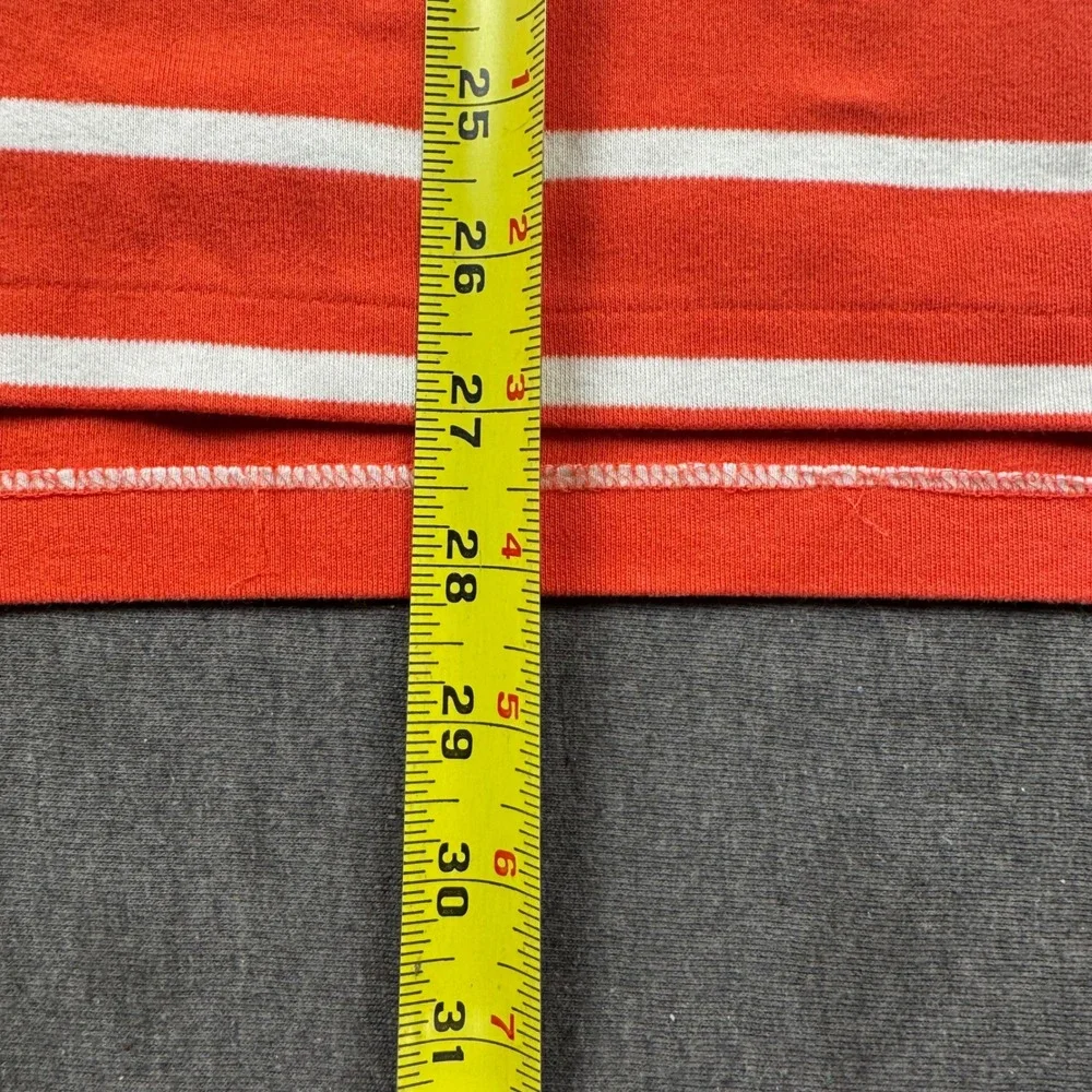 Polo Ralph Lauren Mens Large Orange White Striped Short Sleeve Cotton Polo Shirt